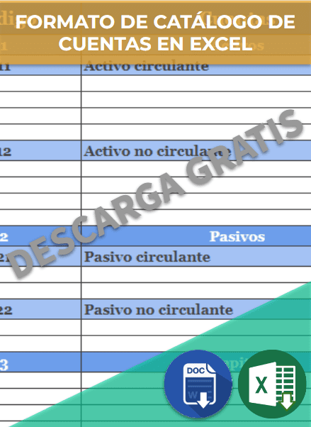 Formato de catálogo de cuentas en Excel