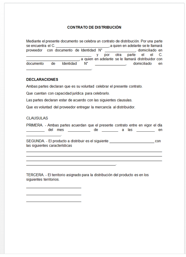 Contrato de distribución 【 Ejemplos y Formatos 】Word, PDF