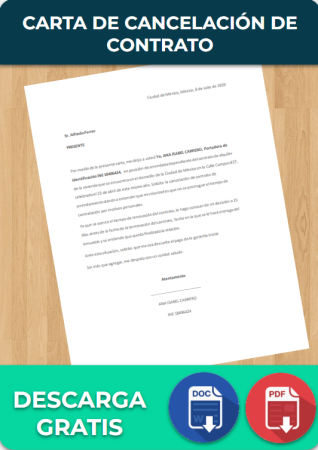 Carta de Cancelación de Contrato Carta de Cancelación de Contrato