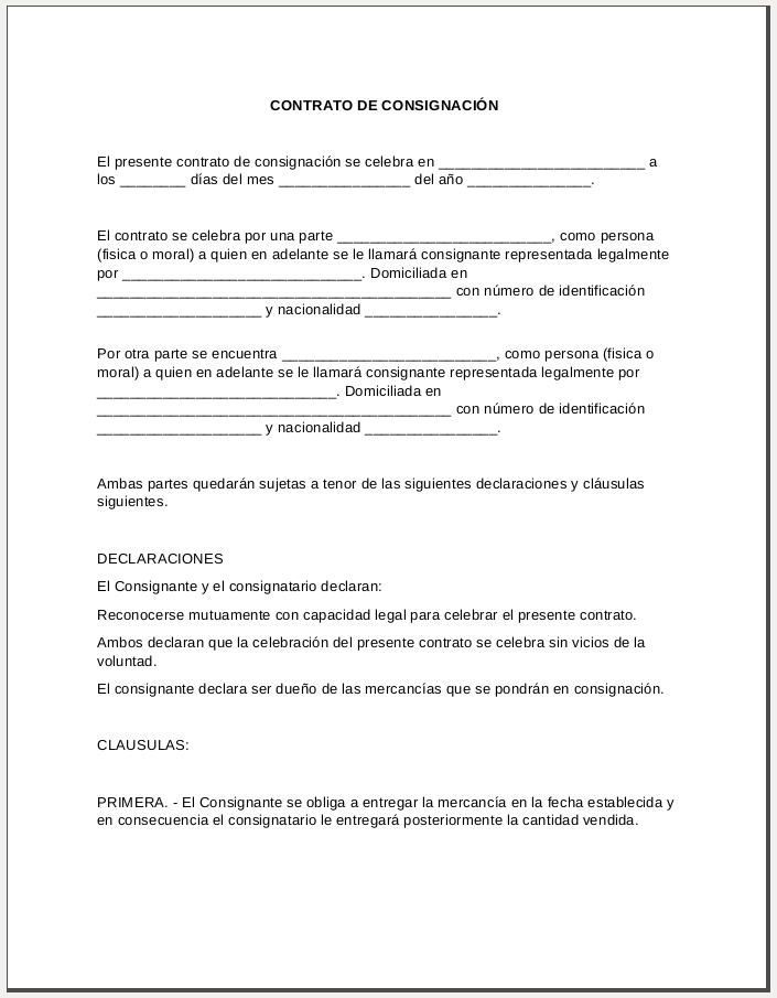 Contrato de Consignación 【 Ejemplos y Formatos 】Word, PDF