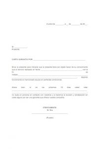 Carta Garantía > Formatos y Ejemplos  Word para Imprimir