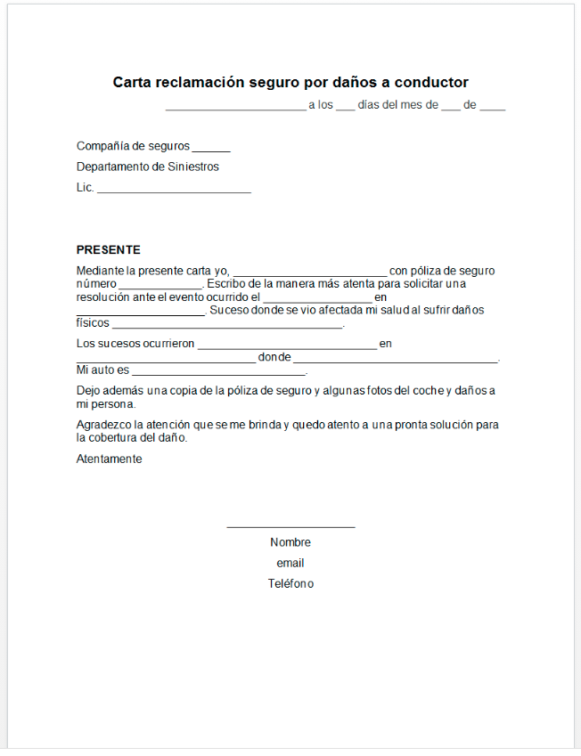 Carta reclamación seguro 【 Ejemplos y Formatos 】Word, PDF