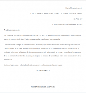Carta de recomendación personal académica » Milformatos.com