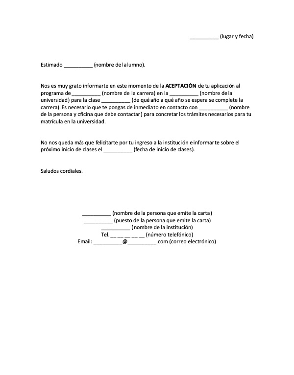 Carta de Aceptación 【 Ejemplos y Formatos 】Word, PDF