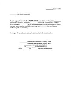 Formato Carta de Aceptación de una Empresa