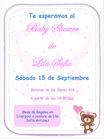 Plantilla de Invitación para Baby Shower Osita Niña