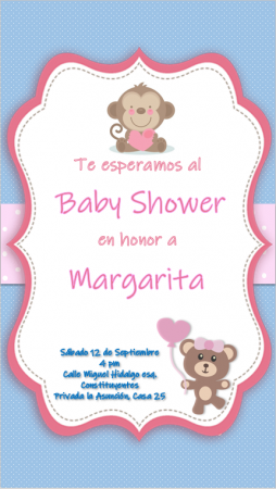 Plantilla de Invitación para Baby Shower Osita y Monita