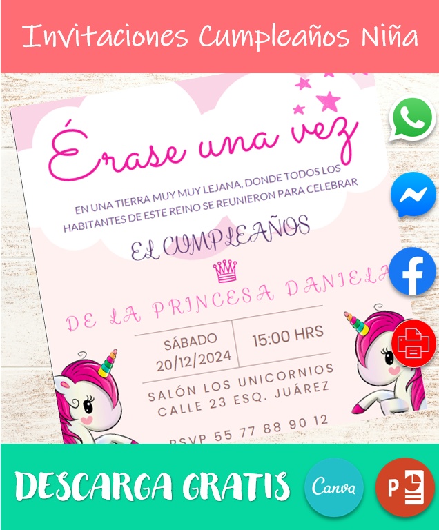imagen de Ejemplo de Invitación de Cumpleaños Unicornio
