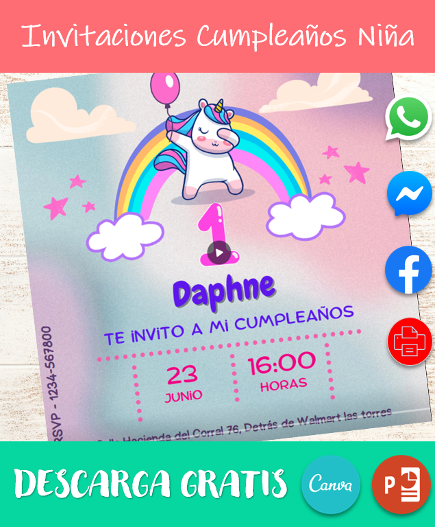 imagen de Invitación de Cumpleaños Unicornio