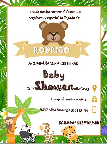 Plantilla para Invitación Baby Shower Niño - Power Point - Para Imprimir Gratis