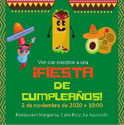 Formato Plantilla de Invitaciones Fiesta Mexicana - Canva - Descargable 