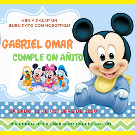 Plantilla de Invitación de Mickey Mouse Bebé - Canva - Imprimir Gratis