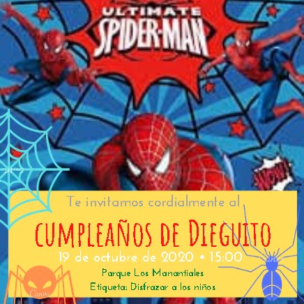 Plantilla para Invitaciones de Spiderman - Canva - Descargable