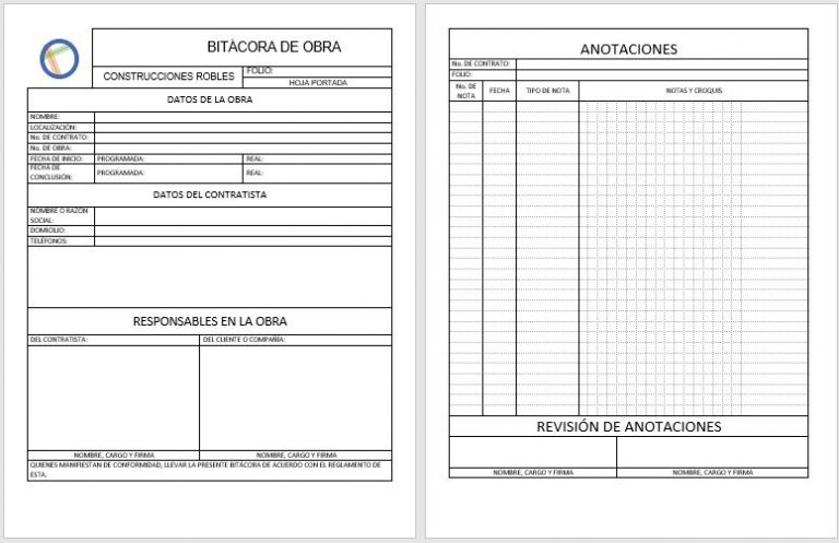 Bitácora de Obra » Ejemplos, Formatos【 2023 】