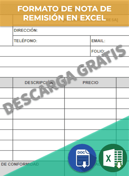 Formato de nota de remisión en Excel