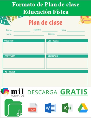 Plan de Clase de Educación Física » 【 Ejemplos, Plantillas 】Word, Excel,  Canva