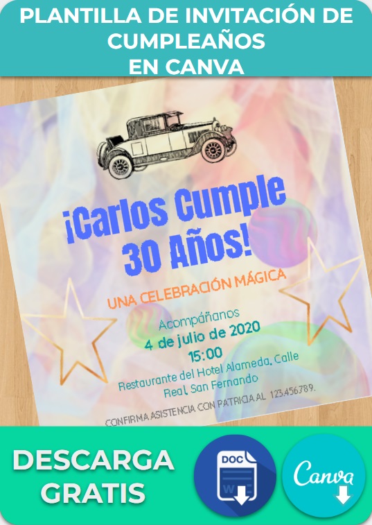 Plantilla de invitaciones de cumpleaños en Canva