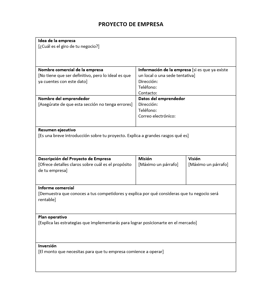 Proyecto de Empresa » Ejemplos, Formatos【 2023 】