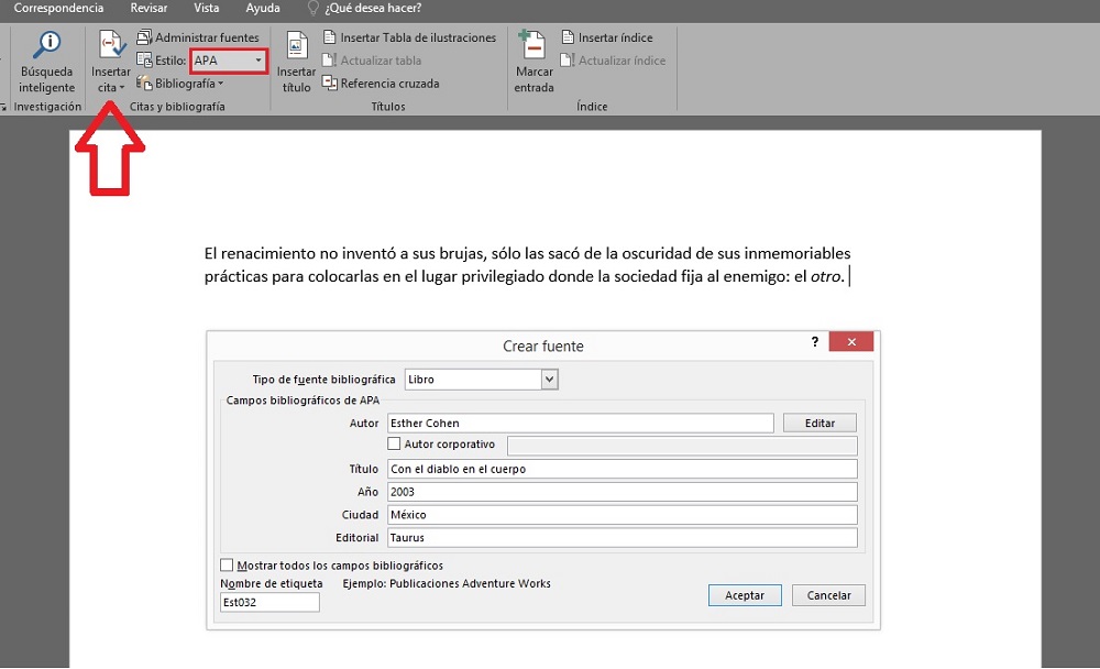 Ejemplo De Formato Apa En Word 5727