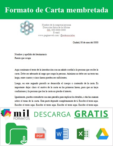 Formato para Carta membretada » Milformatos.com