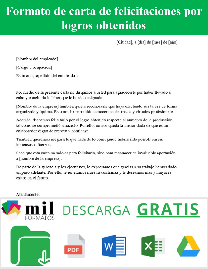 Carta de Felicitaciones por Logros Obtenidos » Ejemplos y formatos gratis