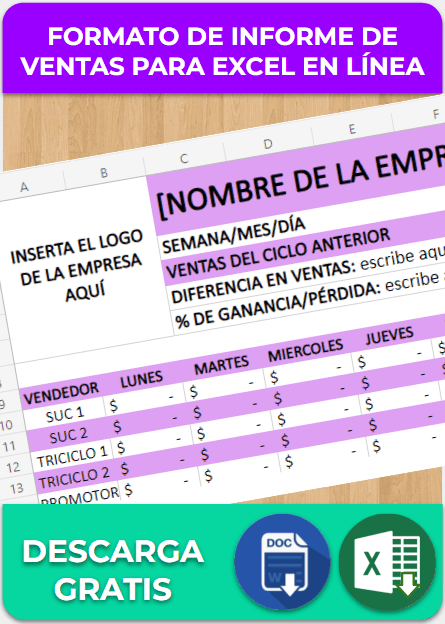 Formato de Informe de Ventas en Excel