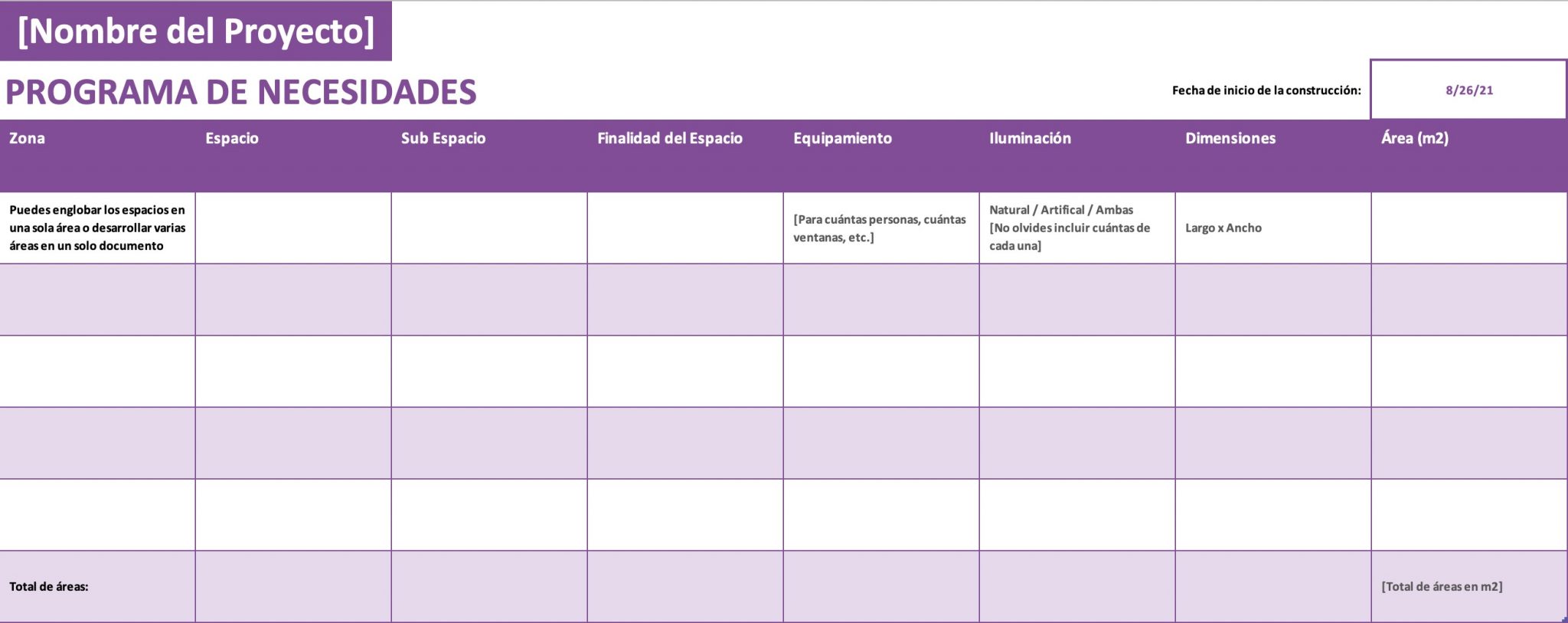 Programa De Necesidades Ejemplos Formatos Word Excel 7905