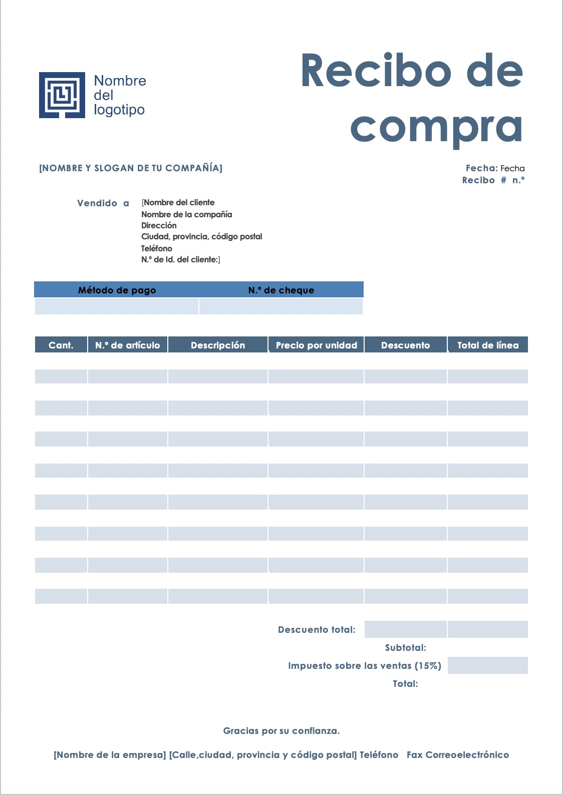Recibo De Compra Ejemplos Formatos Word Excel 3763