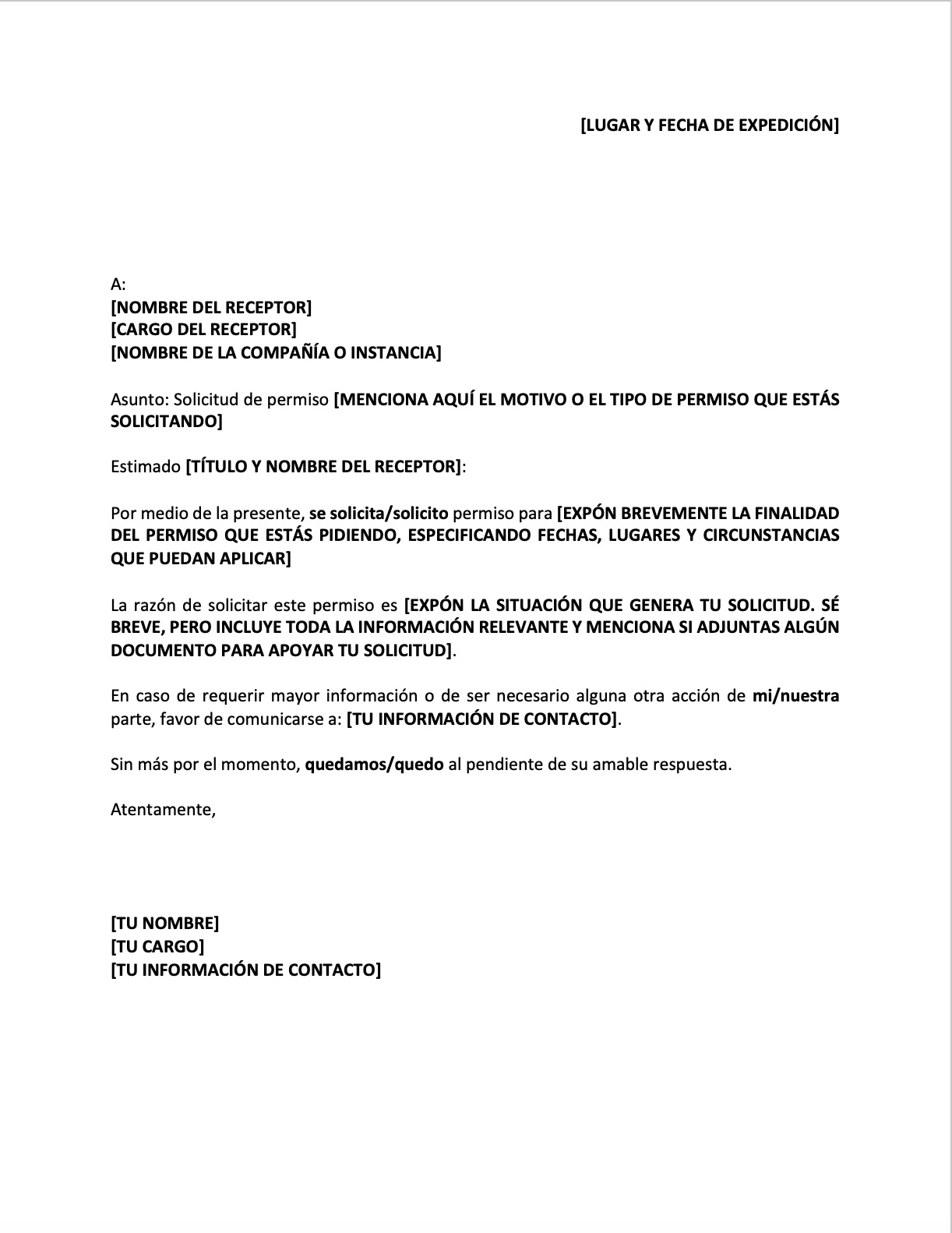 Carta Solicitud De Permiso Ejemplos Y Formatos Word Pdf 2022 Hot Sex 6607