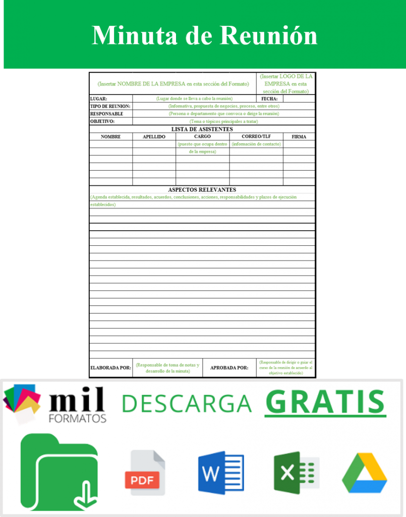 Minuta De Reunión Ejemplos Y Formatos Descarga Gratis