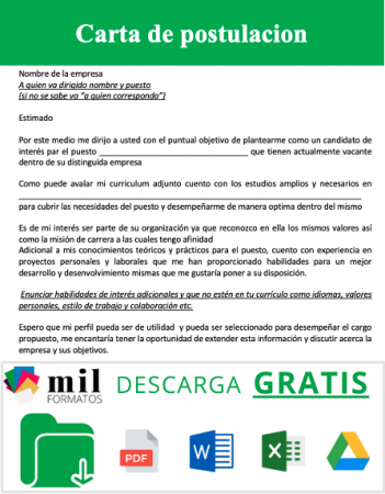 Carta de Postulación Carta de Postulación