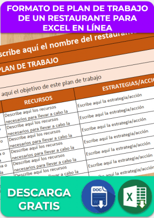 Formato de plan de trabajo de un restaurante para Excel en Línea