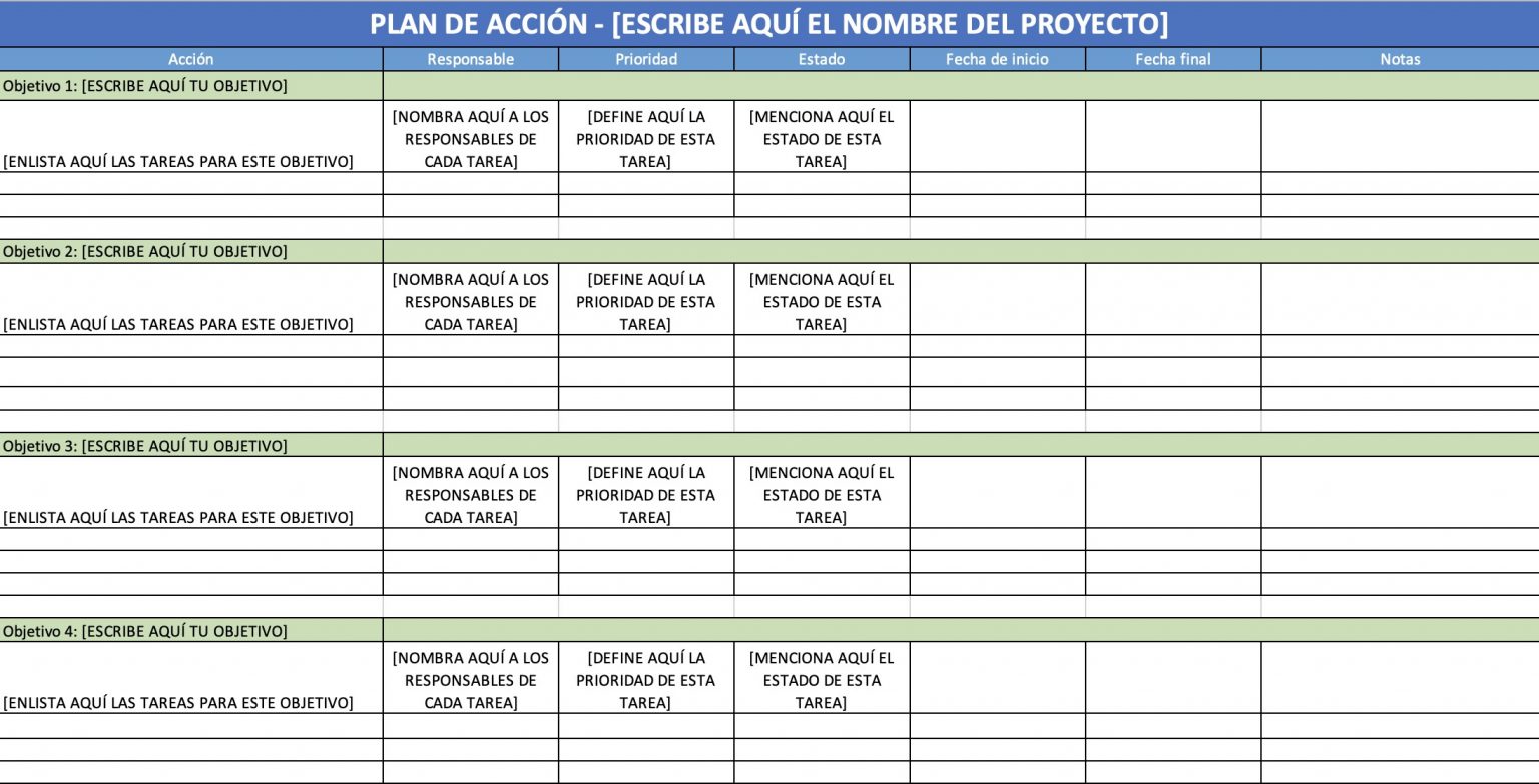 Plan De Acción Ejemplos Y Formatos Excel Word Pdf【2022 5468