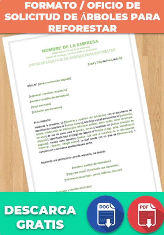 Oficio de Solicitud de Árboles para Reforestar » Ejemplos y Formatos Excel,  Word, PDF【2023 】