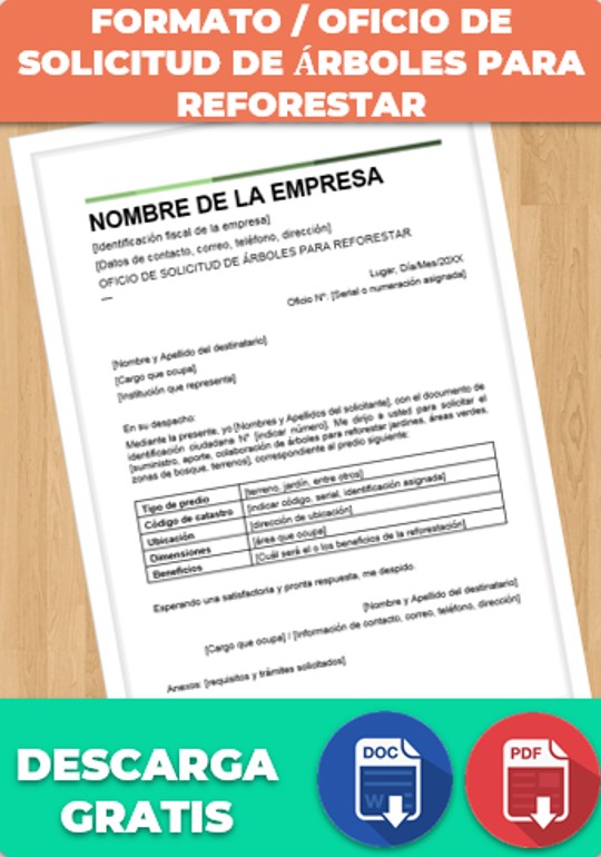 Oficio de Solicitud de Árboles para Reforestar » Ejemplos y Formatos Excel,  Word, PDF【2023 】