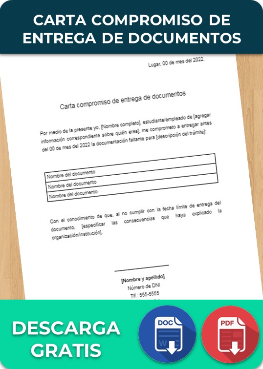imagen de Carta compromiso de entrega de documentos