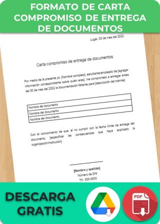 Formato de carta compromiso de entrega de documentos