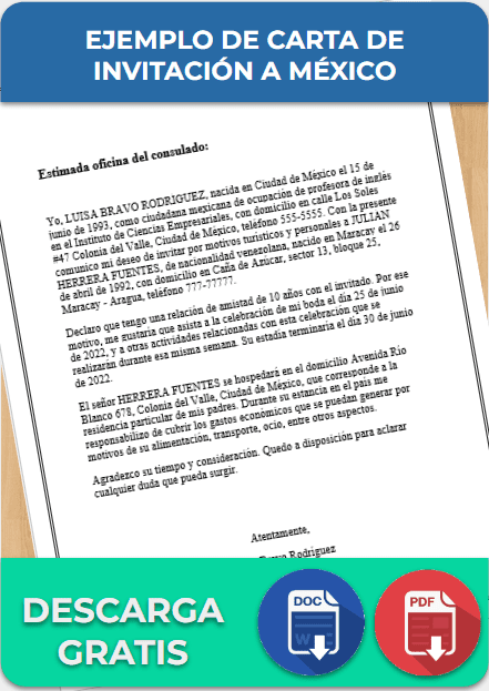 Ejemplo De Carta Invitacion Para Extranjeros Modelo D