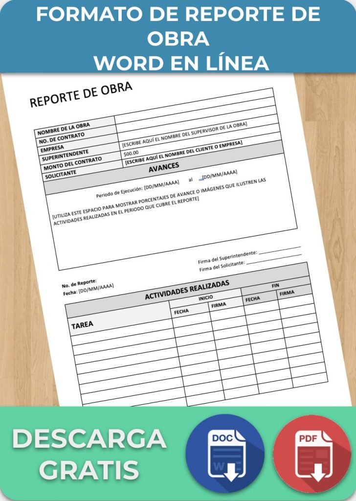 Reporte de Obra » Ejemplos, Formatos【 2023 】