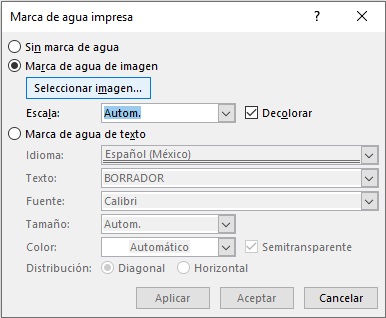 marco en Word con marca de agua