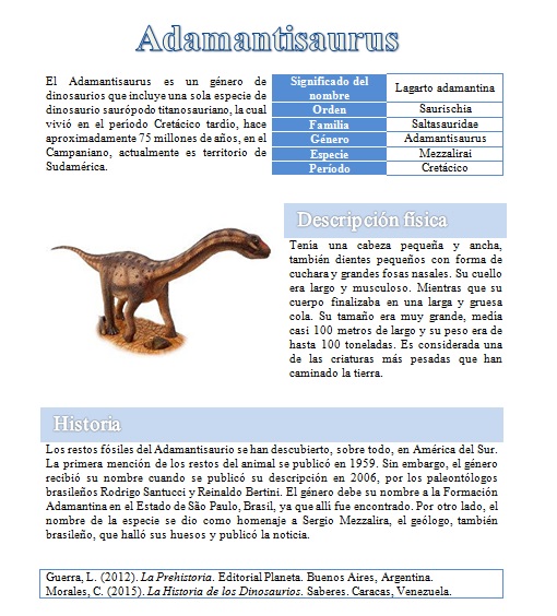 Ejemplo de nota enciclopédica de dinosaurios