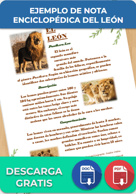 Ejemplo de nota enciclopédica del león