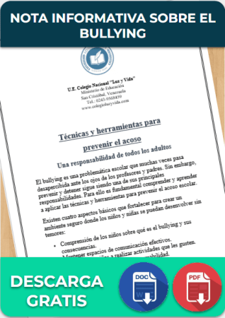 Nota informativa sobre el bullying Nota informativa sobre el bullying