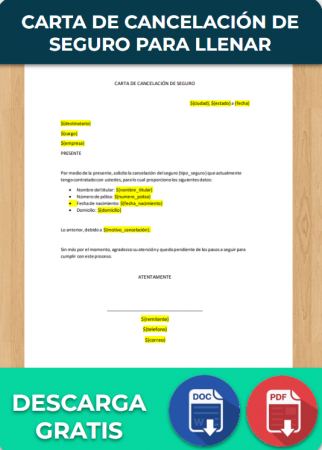 Carta de cancelación de seguro para llenar