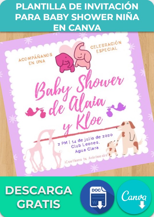 Formato de Invitación para Baby Shower Niña en Canva