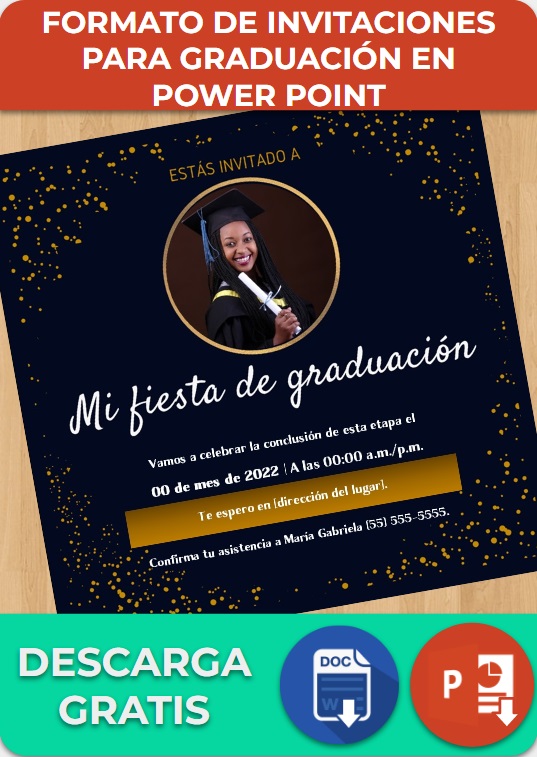 Invitaciones para Graduación » 【PowerPoint, Canva】Ejemplos y Plantillas