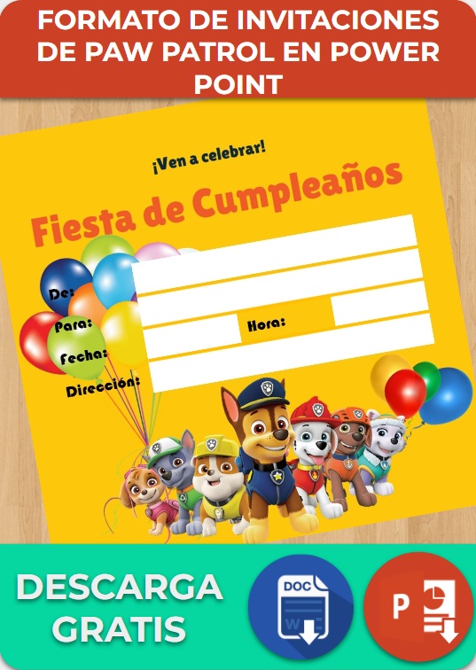 Invitaciones De Paw Patrol Powerpoint Canva Ejemplos Y Plantillas