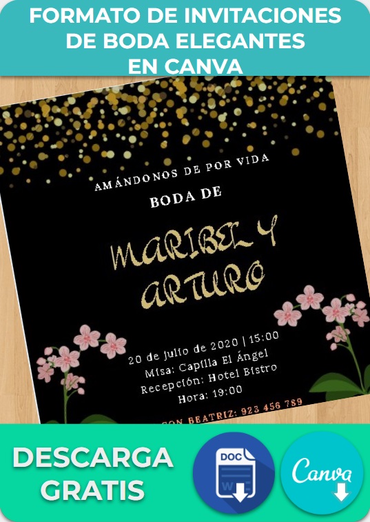 Formato para invitaciones de boda elegantes en Canva