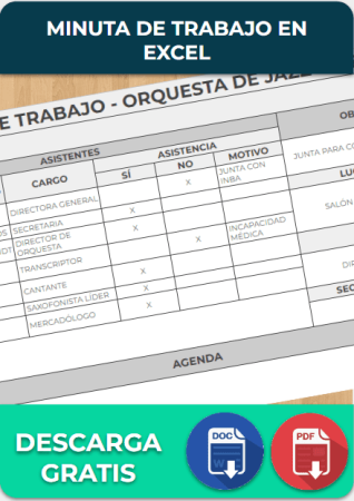 Minuta de Trabajo en Excel Minuta de Trabajo en Excel