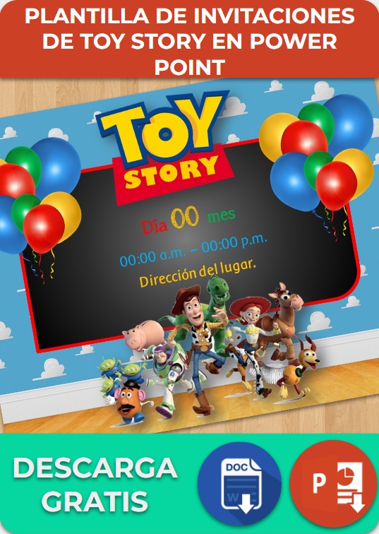 Plantilla de Invitaciones de Toy Story en Power Point